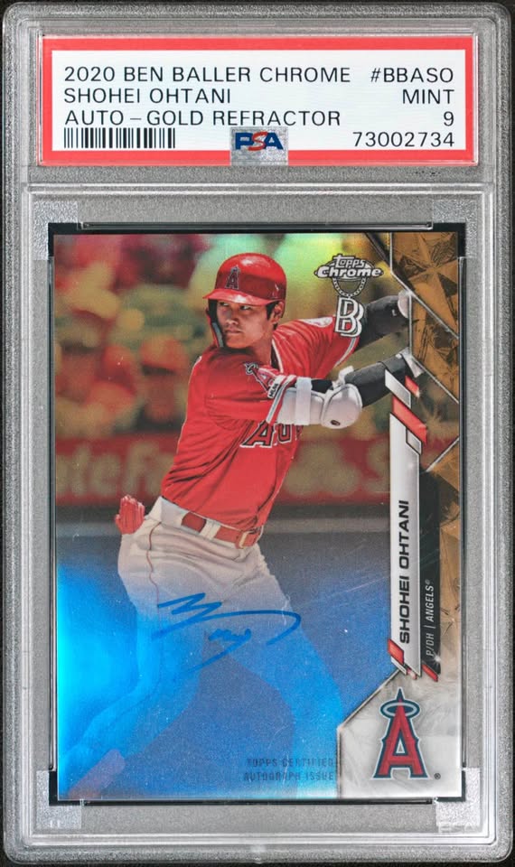 2020 Ben Baller Chrome Shohei Ohtani Auto Gold Refractor PSA 9 Mint 37/50 low pop